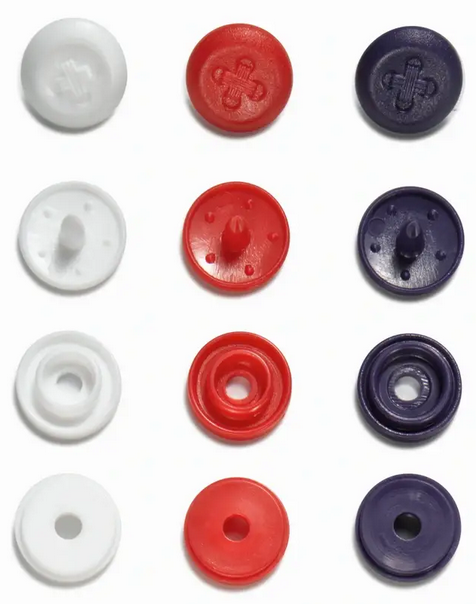 Druckknöpfe Color Snaps Mini weiß-rot-marine Prym Love 9mm, 36 Stück